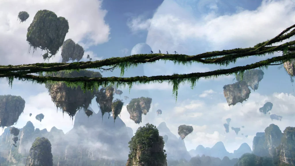 Pemandangan gunung melayang ala Avatar yang terinspirasi bentang pilar batu pasir Zhangjiajie