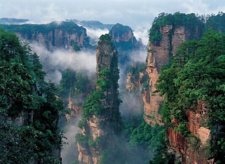 Pegunungan ala film Avatar di Yuanjiajie untuk perjalanan ke Taman Hutan Nasional Zhangjiajie