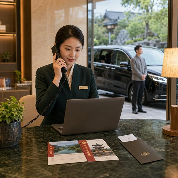 Spesialis perjalanan China menyiapkan pilihan rute praktis lewat telepon dan laptop