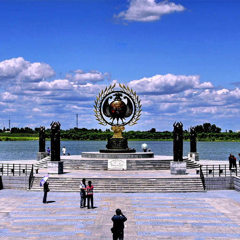 Taman dan pemandangan musim dingin di Kawasan Wisata Sun Island, Harbin