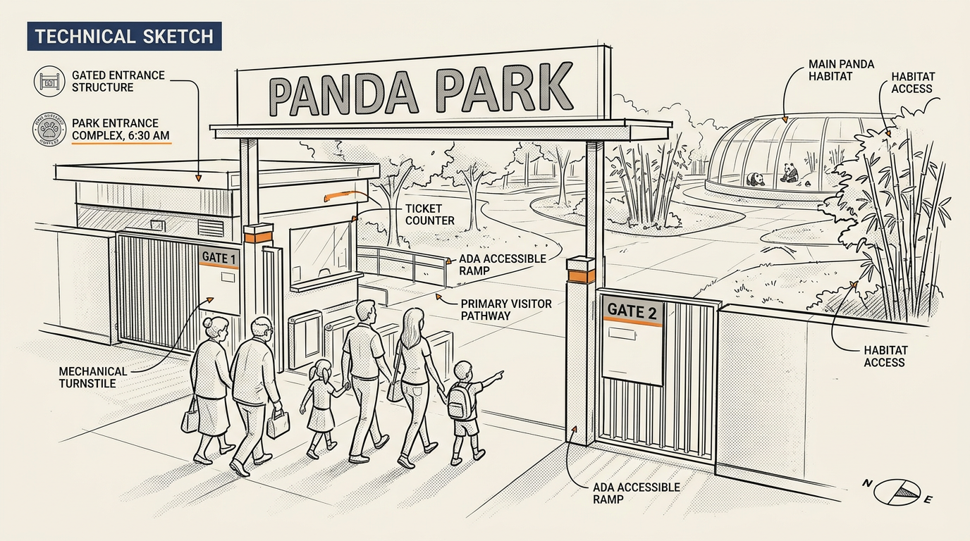 Keluarga memasuki Chengdu Panda Base pagi-pagi, salah satu kegiatan terbaik di Chengdu